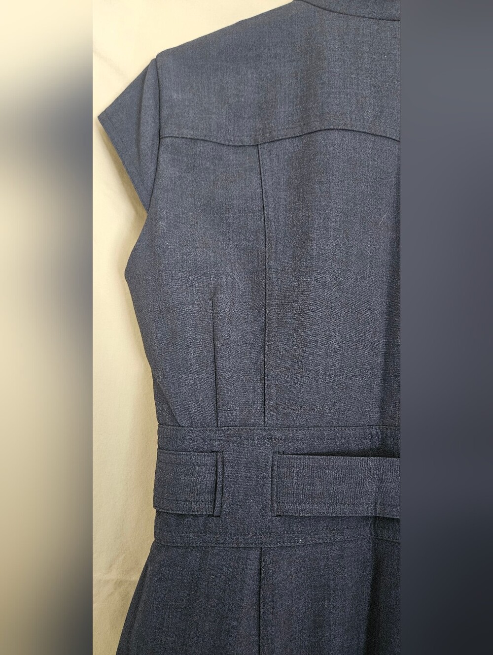 Calvin Klein Navy Button-Front Belted Midi Dress - Picture 5 of 6